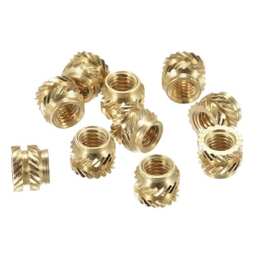 uxcell knurled Insert Nuts, 120Pcs M3 x 4mm L x 5mm OD 3D Printing Brass Nuts Female Threaded Inserts Brass Heat Set Insert Embedment Nut
