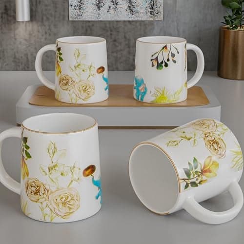 The Earth Store Elephlora Coffee Mug 320ml Capacity, Microwave & Dishwasher Safe, Coffee Mug for Diwali Gift | Ideal for Coffee, Tea, Milk and More Mug for Coffee Diwali Gifts Set of 4