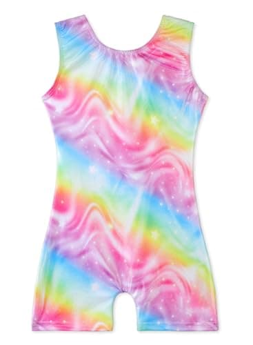 EQSJIU Girls Gymnastics Leotards Rainbow Shinny Sparkly Biketards For Girls Gymnastics 4t 5t 4-5t