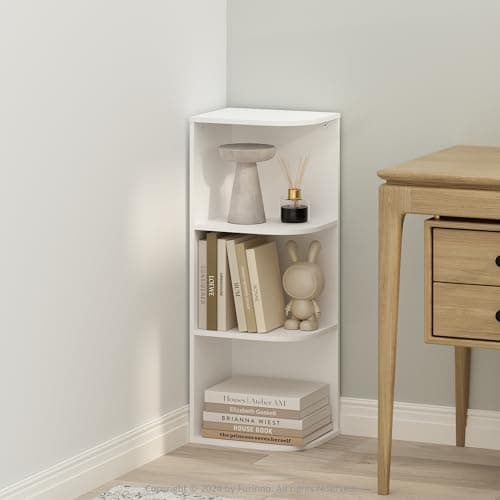Furinno Reed 3Tier Space Saving Corner Storage Display Shelf White