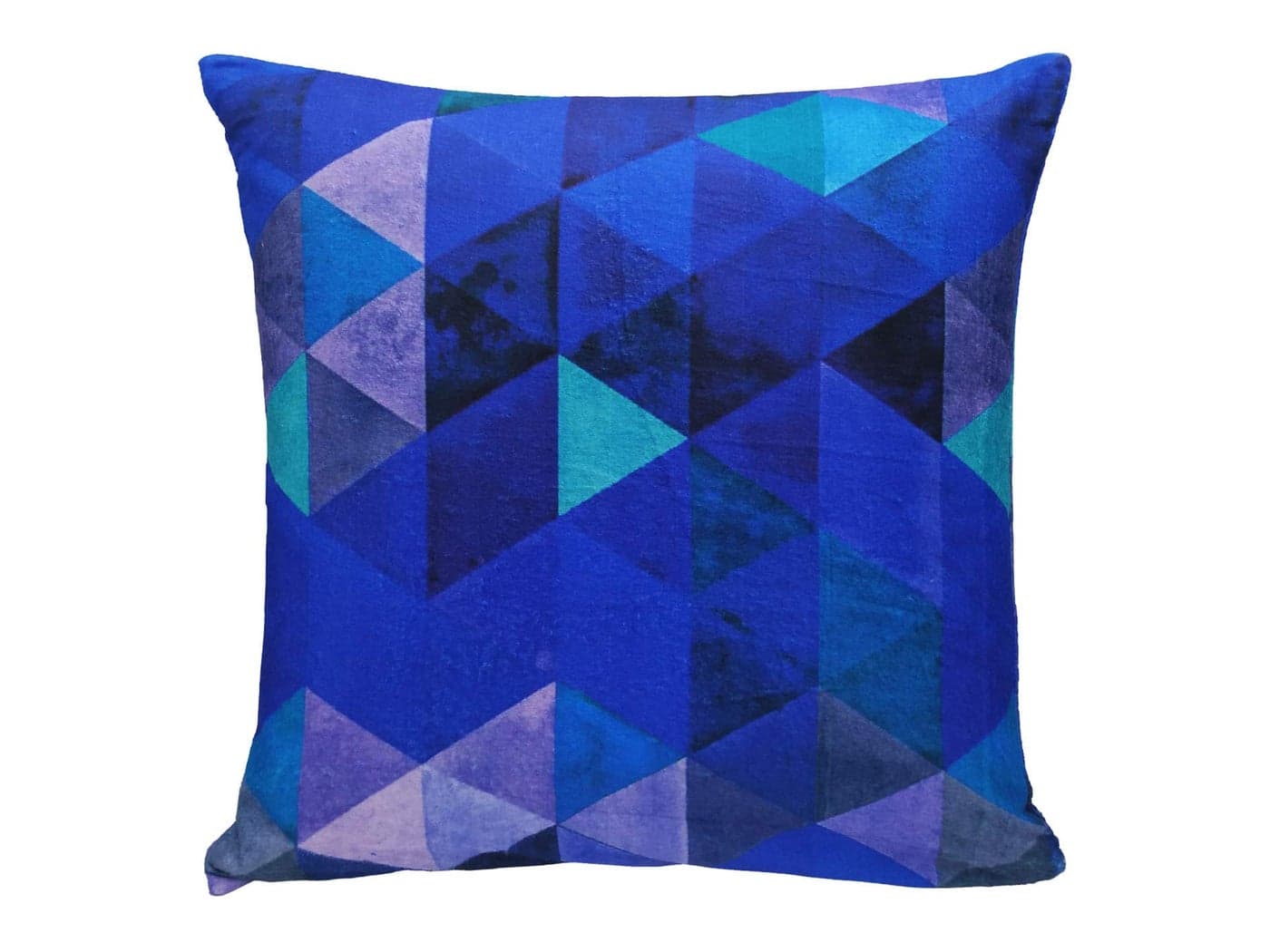 Khooti Velvet Cushion Cover, 12x12 (Triangular Blue)(Pack of 1)