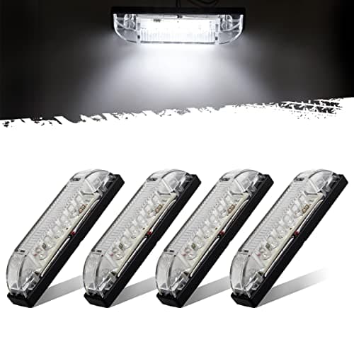 Partsam 4Pcs 4inch Utility White 9 LED Strip Light Bar, Clear Lens Waterproof 4" Boat Marine Lights, Marker Lights for Truck Trailer Car Pickup RV Camper, Under HoodLights, Dome Lights