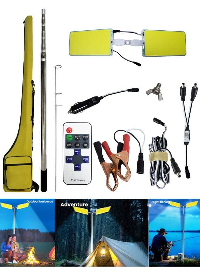 Telescopic Led Camping Lights, 6762 Lumens Super Bright Remote Control Telescopic Pole Camp Lighting with & Handbag,Outdoor Campsite Lighting Night for Outdoors Camp, Fishing, Picnic, BBQ (2 Lights)