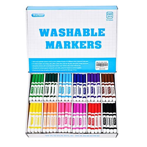 Rarlan Washable Markers Bulk Markers for Kids Bulk pack 12 Colors 240 Count
