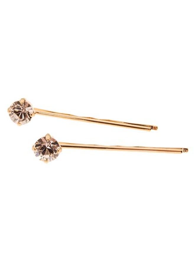 L Erickson Little Gem Bobby Pin Pair CrystalGold