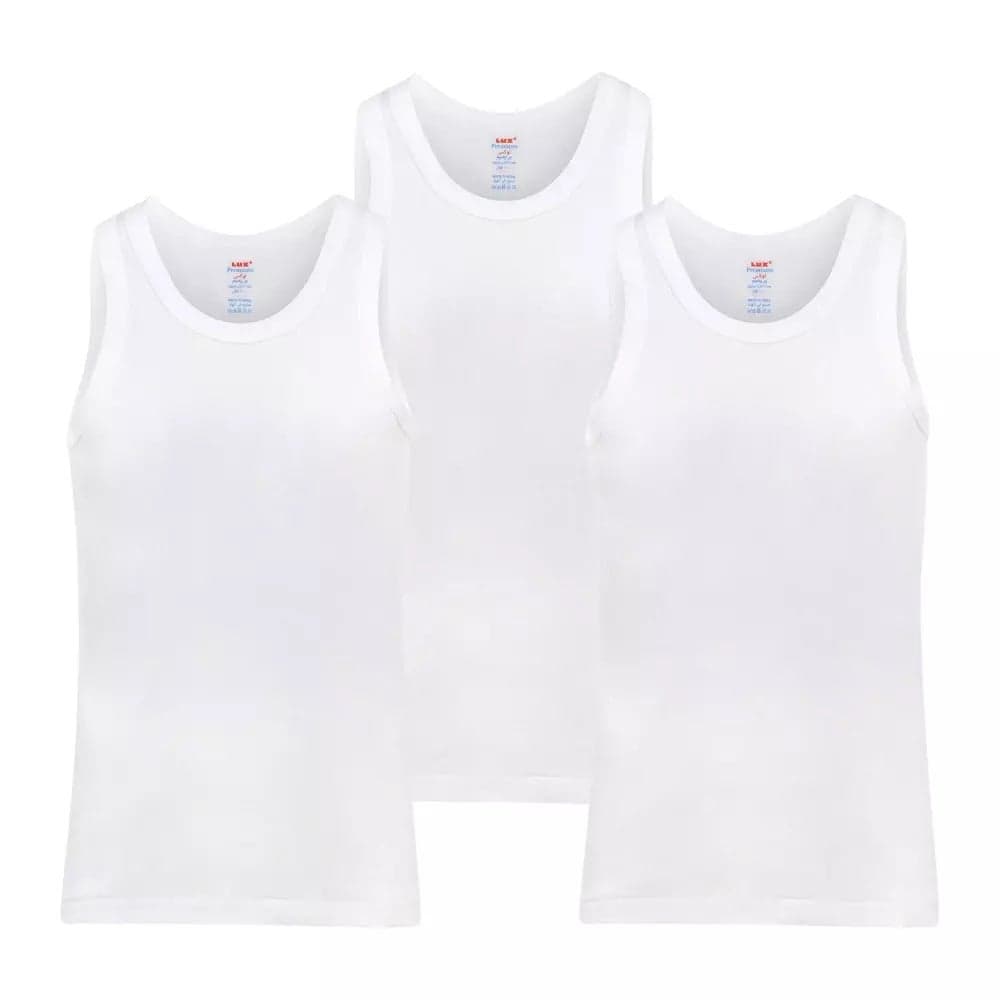 Lux Boys Vest Cotton Tank Top Undershirt Vest- White Color For 3-4yrs Pack of 3pcs