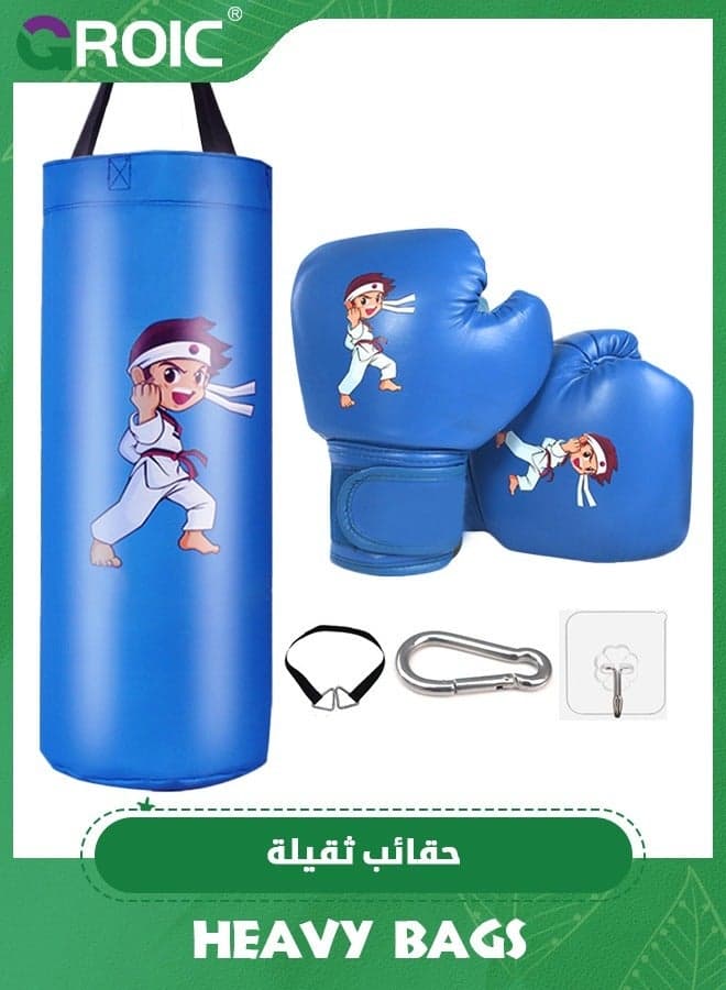Punching Bag for Kids Boxing Set,PU Leather & Adjustable Height Strap - Boxing Bag Set with Boxing Gloves,Boxing MMA Kickboxing Muay Thai Karate Punching Bag