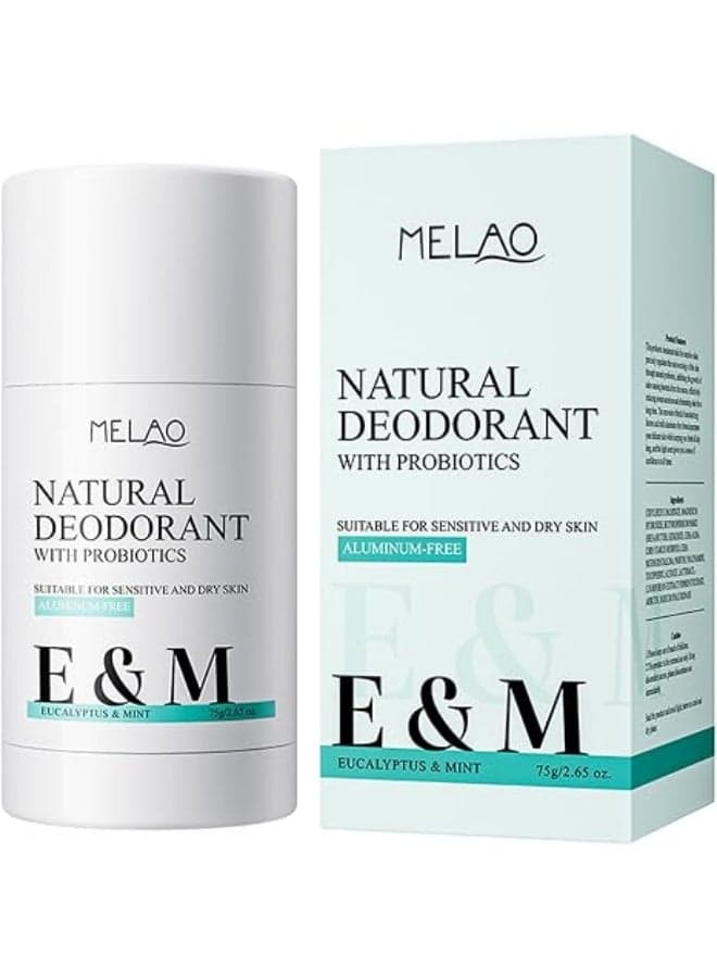 Probiotic Niacinamide Deodorant Stick, Underarm Brightening, Exfoliation & Odor Prevention, Mint Scent, Aluminum Free Gentle Formula for Men & Women, Long Lasting Freshness for Sensitive Skin, 75g