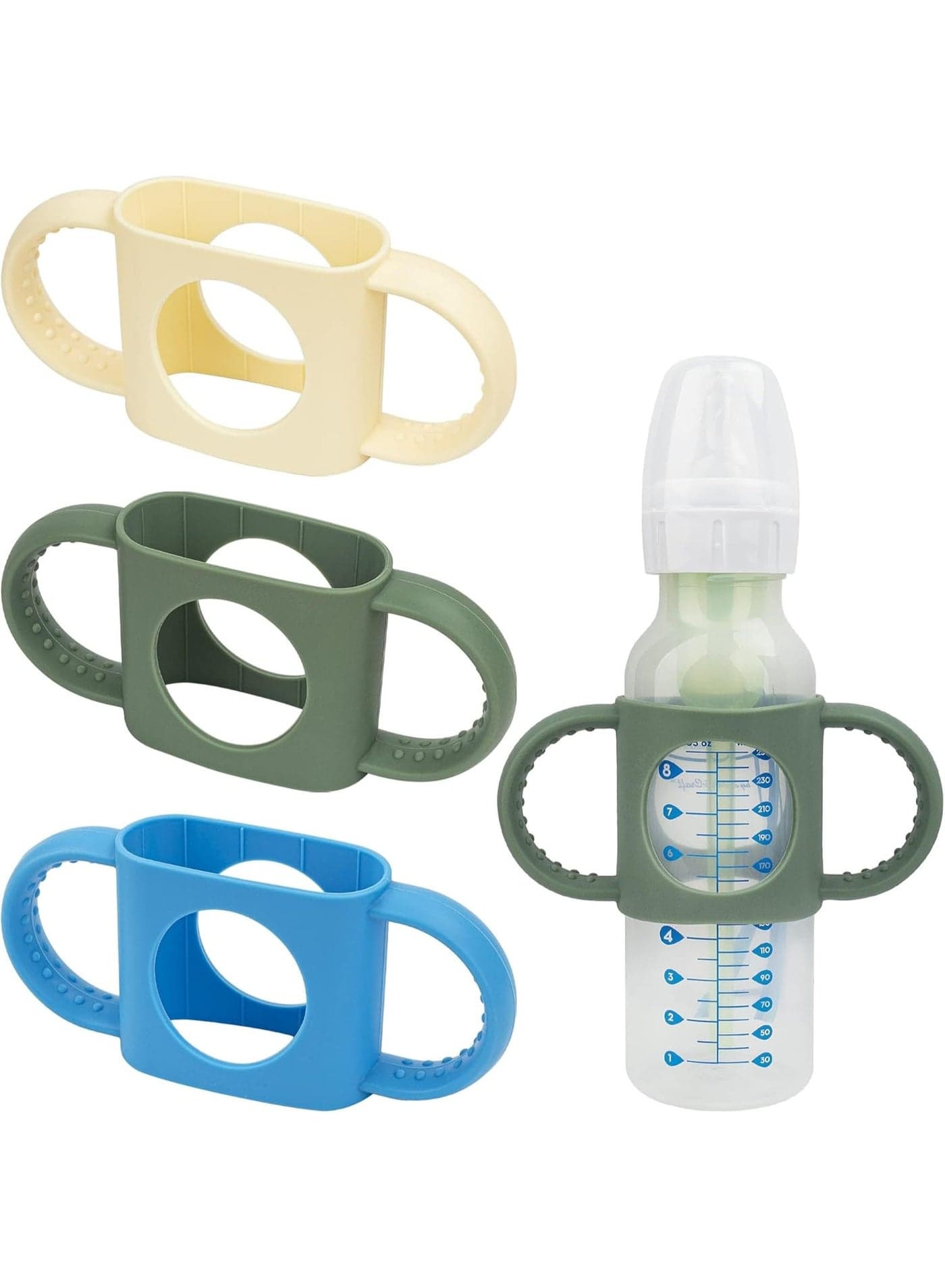 3 Pack Bottle Handles, Food Grade Silicone Holders for Dr Brown Narrow Baby Bottles, Non-Slip Easy Grip Handles, BPA Free, No Odor, Easy to Clean, Dishwasher Safe, Fits 8 oz Baby Bottles