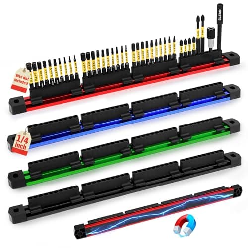 4-Piece Magnetic Slidable Drill Bit Holder, 160 Holes Bit Storage with Strong Magnetic Rail, Screwdriver Drill Bit Organizer for Your Specialty(Bits Not Included)