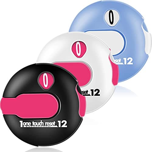 Fiada 3 Pcs 1.2 Inch Golf Score Counter for Women Mini Golf Stroke Counter Scoring Keeper up to 12 Shot to Scorekeeper Glove in(Black, White, Blue)