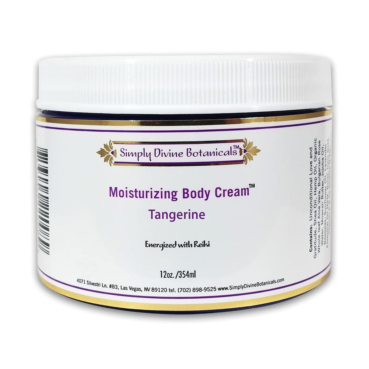 Simply Divine Botanicals Moisturizing Body Cream Natural and Organic Lotion with Shea Oil Hemp Oil and Aloe Vera 12 oz Tangerine