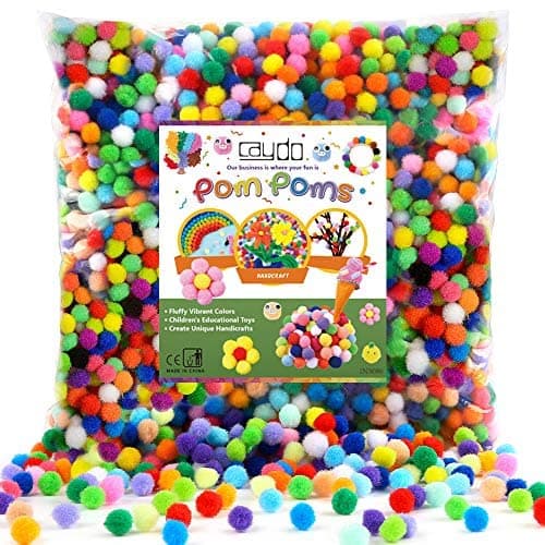 Caydo 1200 Pieces 1cm Assorted Pom Poms Small Pompom Balls for Kids Creative Arts Crafts Projects Making and DIY Decorations