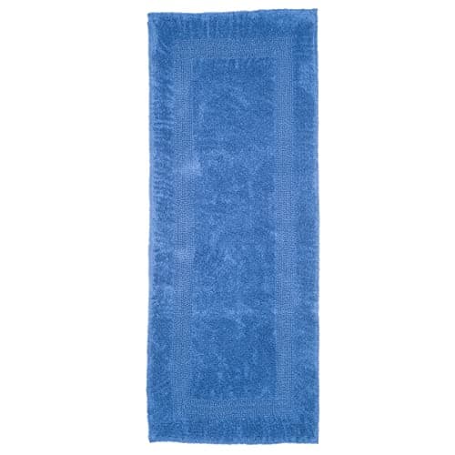 Bedford Home Reversible Long Bath Mat - 60x24-Inch Plush Cotton Bathroom Runner - Machine Washable Bath Mats for Bathroom, Kitchen, or Laundry Room (Blue)