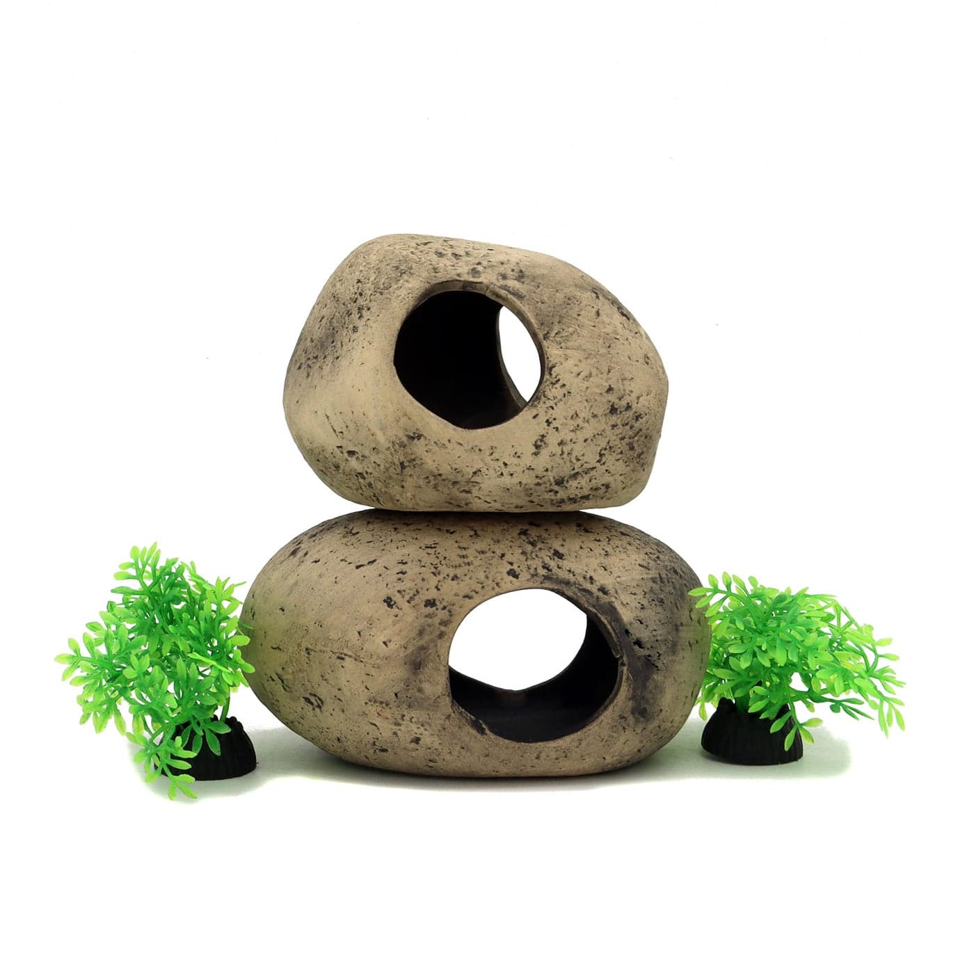 ALEGI Stackable Aquarium Ceramic Decorations Rock CavesBetta Fish Tank Decor AccessoriesHideaway for Shrimp Cichlid Hiding Breeding Spawning Set of 2