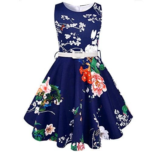 HB HBB MAGIC Girls Vintage Dress 50s Retro Twirling Special Occasion Dresses Size 6-14 Sleeveless Kids Dress