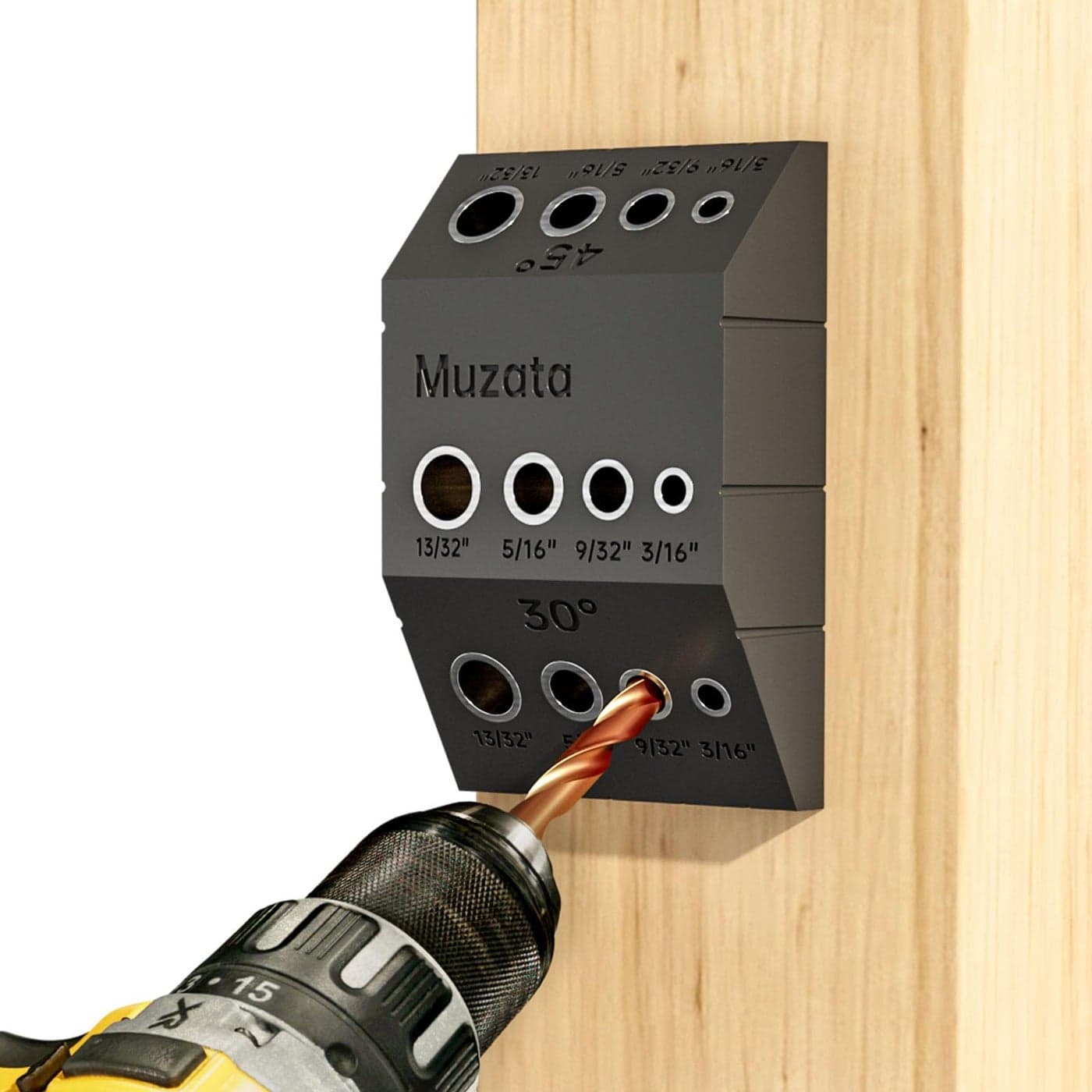 Muzata Upgraded Multi Angle Cable Railing Drill Guide Jig 30 45 90 Degree Portable Drilling Template 4 Sizes for Horizontal Angle Wood Post 316 18 Cable Railing Hardware Kit Tool CT24