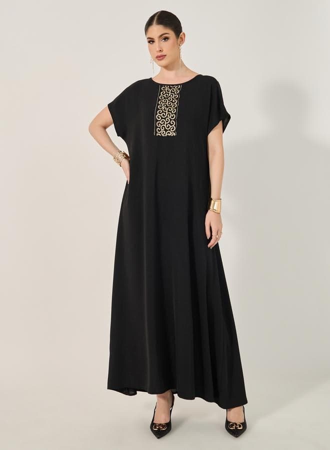 Sequins Embellished Round Neck A-Line Jalabyia
