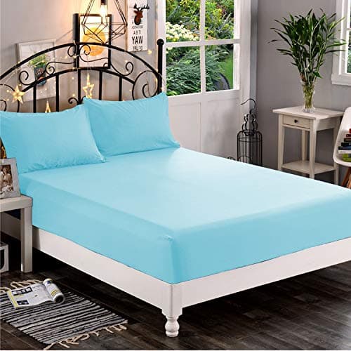 Elegant Comfort 1500 Premium Hotel Quality 1-Piece Fitted Sheet, Softest Quality Microfiber - Deep Pocket up to 16 inch, Wrinkle and Fade Resistant, King, Aqua Blue