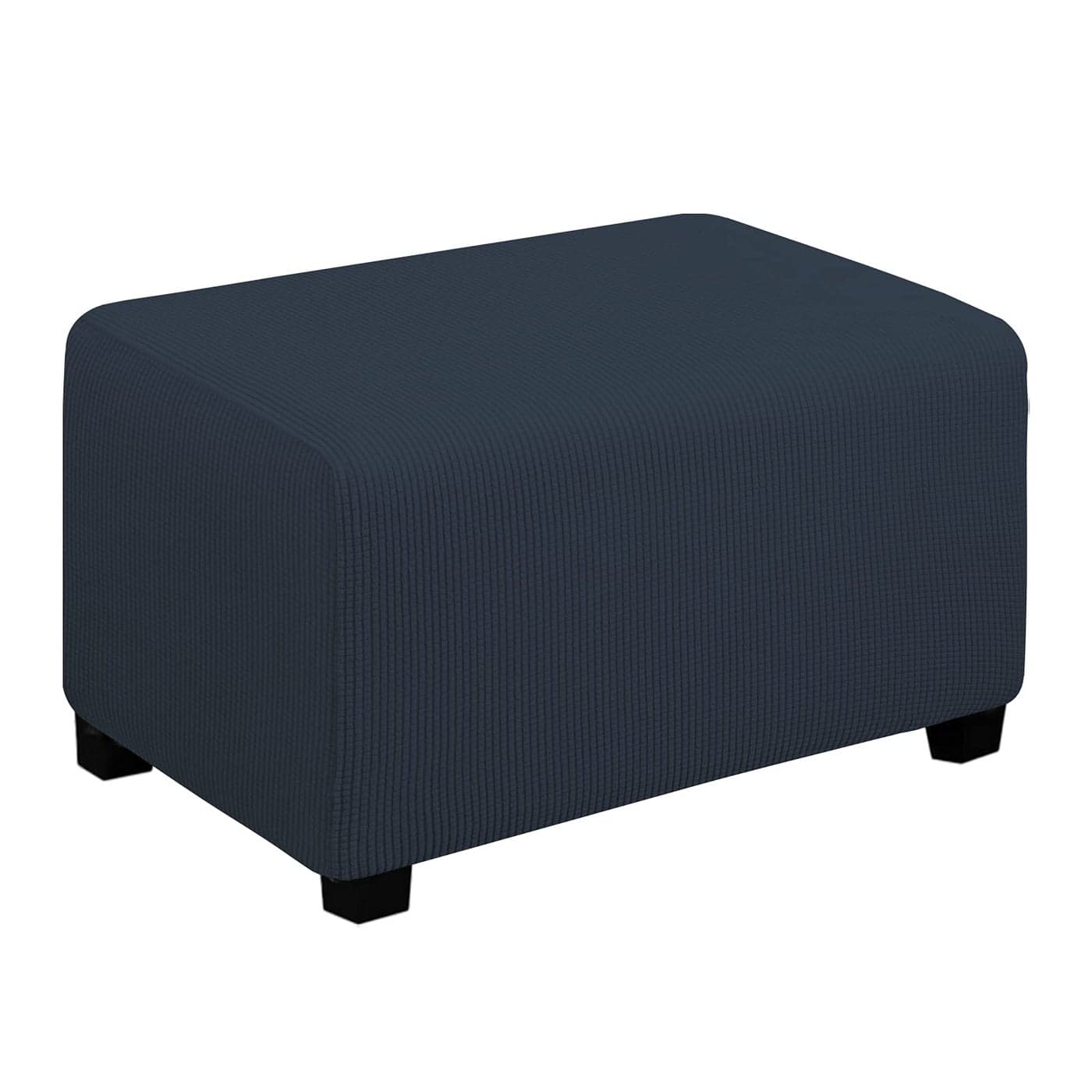 EasyGoing Stretch Ottoman Cover Folding Storage Stool Furniture Protector Soft Rectangle slipcover with Elastic BottomOttoman SmallDark Blue