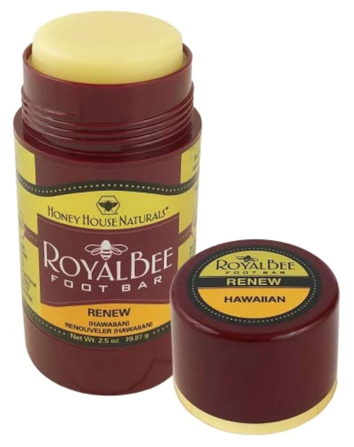 Honey House Naturals Royal Bee Foot Bar -Renew- 2.5 Ounce Twist Up Tube – All Natural Ultra Moisturizing – Essential Oil Infused – Made in USA