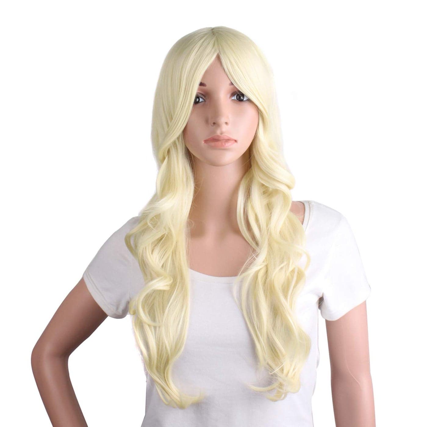 MapofBeauty 24 Inch60cm Charming Synthetic Fiber Long Wavy Hair Wig Womens Party Full Wig Light Blonde