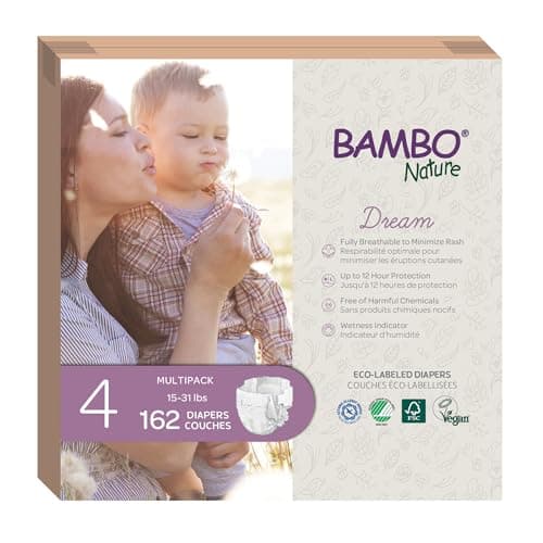 Bambo Nature Hypoallergenic Baby Diapers EcoLabelled Sustainable Diapers Enhanced Leakage Protection Totally Chlorinefree Skin Friendly and Super Absorbent Size 4 162 Count