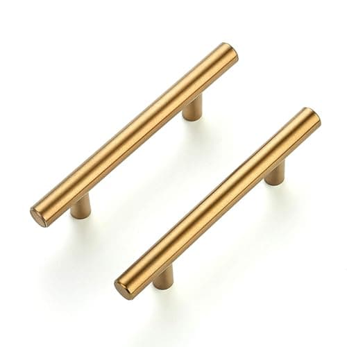 Ravinte 1 Pack 5 Inch Cabinet Pulls Brushed Brass Stainless Steel Kitchen Drawer Pulls Cabinet Handles 5”Length, 3” Hole Center
