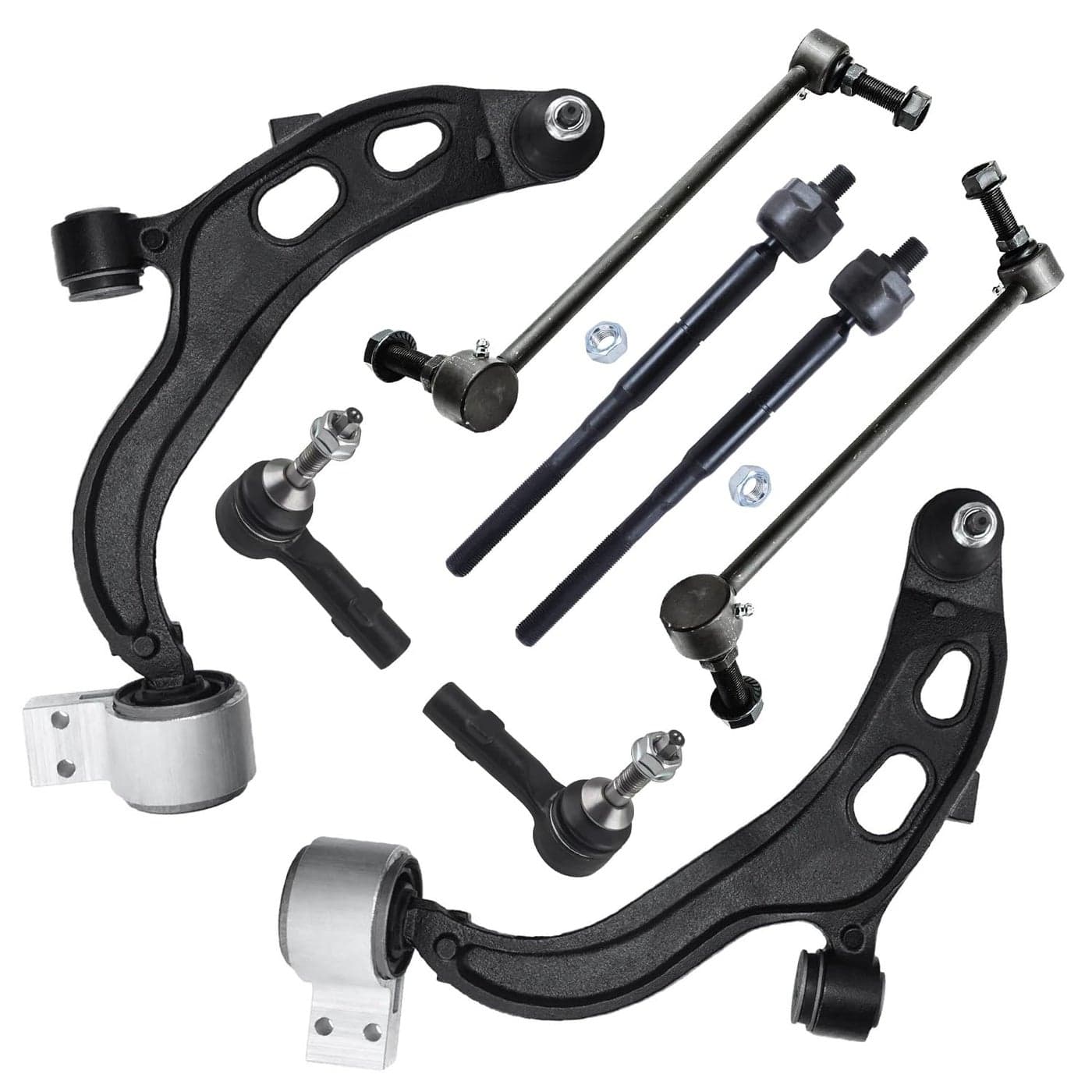 Detroit Axle Front End 8pc Suspension Kit for Ford Taurus Flex Lincoln MKS MKT 2 Lower Control Arms wBall Joints 4 Inner Outer Tie Rod Ends 2 Stabilizer Sway Bar Links Replacement