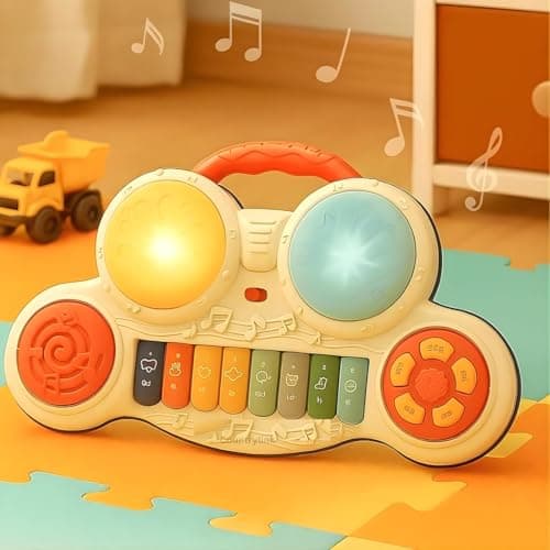 Countrylink Drum Keyboard Musical Toys with Flashing Lights, Animal Sounds and Songs, Multi Color