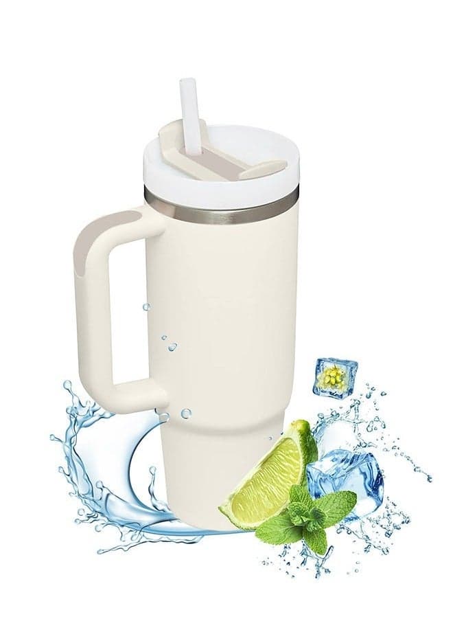 Tumbler 1200ml With Handle and Straw Lid Insulated 40 oz Reusable Stainless Steel Vacuum Insulated Water Bottles Travel Mug Iced Coffee Cup for Hot and Cold Beverages