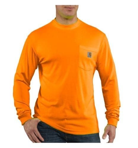 Carhartt Men's High-Visibility Color Enhanced Long Sleeve Tee, Brite Orange, Medium/Regular