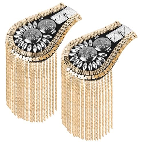 AUEAR, 1 Pair Shoulder Epaulettes Tassel Gold Fringe Pads Blazer Epaulets Chain Jackets Decoration Metal Punk Badge