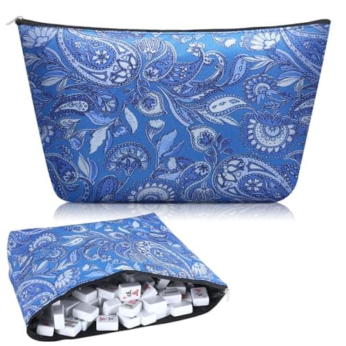 Sanwuta Soft American Mahjong Tiles Bag Thickened Mahjong Makeup Bag Gifts for Women MahJong Lovers Accessories 13 x 78 x 32 InchesBlue Paisley