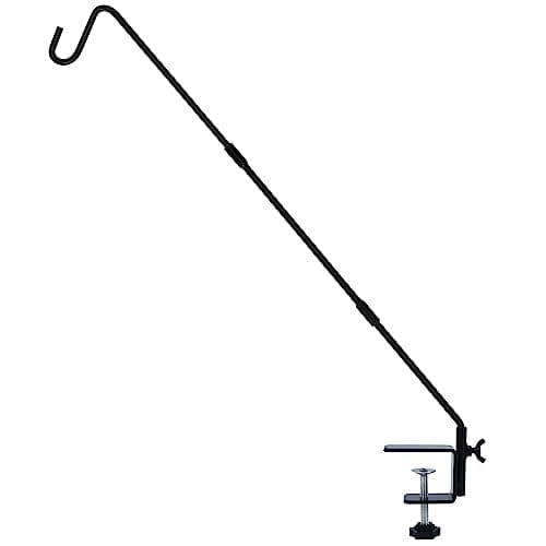 Juegoal Heavy Duty Deck Hook with 2 Inch Non Slip Clamp, 25 to 36 Inch Extended Reach Deck Hook, Adjustable Rail Pole Plant Bracket for Hanging Bird Feeder, Plants, Suet Baskets, Lanterns, Wind Chimes