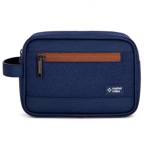 Nasher Miles Stash Toiletry Kit | Cosmetic Bag | PU & Polyester | Travel Pouch Organizer | Multipurpose Storage Compartments & Carry Handle | Travel Accessory for Men & Women (Navy Blue)