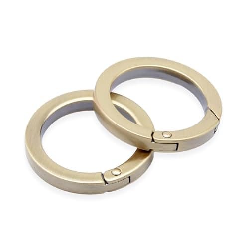 CRAFTMEMORE Metal O Ring Spring Opening Purse Making Snap Angle-Edge O-Rings Clip Key Ring Holder 2pcs SCOF (1 Inch, Brushed Brass)
