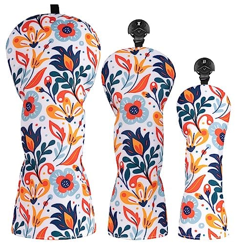 Craftsman Golf Club Headcovers 3 Pack Floral Golf Club Head Covers for Driver Fairway Woods and Hybrids