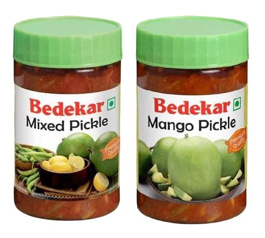 Bedekar Pickle Combo – Mango & Mixed Pickle | Traditional Indian Taste | A++ Grade,2 x 200g PET Jar