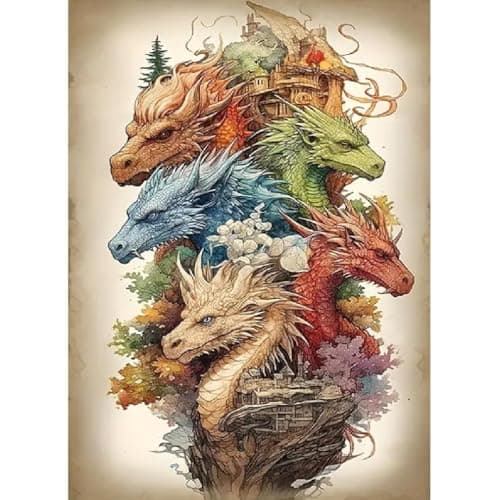 JFYHAB Dragon Diamond Painting Kits 5D Colorful Dragon Art for Adults Beginners DIY Full Drill Art for Home Wall Decor 12x16 Inch