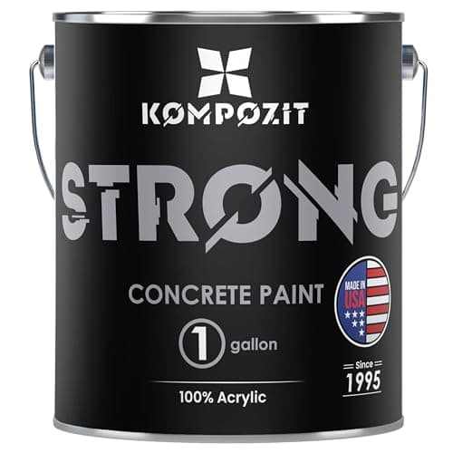 KOMPOZIT Dove Gray Concrete Floor Paint 1 Gallon | Satin Finish | Interior/Exterior - 100% Acrylic, Self-Priming, Hot Tire Resistant – for Garage, Driveway, Patio, Basement, Pool Deck (1 Gallon)