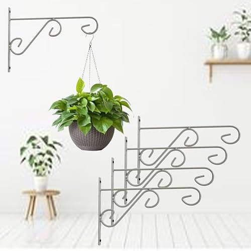 D&V Engineering Metal Plant Hanger Bracket -Grey, Set of 4