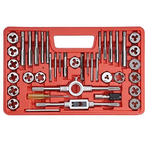 Anfrere 40pcs SAE Tap and Die Set SAE Standard Rethreading Tool Kit Coarse and Fine Threads for Cutting External and Internal Threads Essential Repair Tool Kit with Thread Wrench