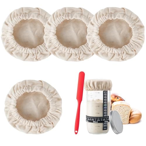 Handmade Cotton Cloth Covers 4pc Reusable Sourdough Jar Cover Fits Jars 34 Inch