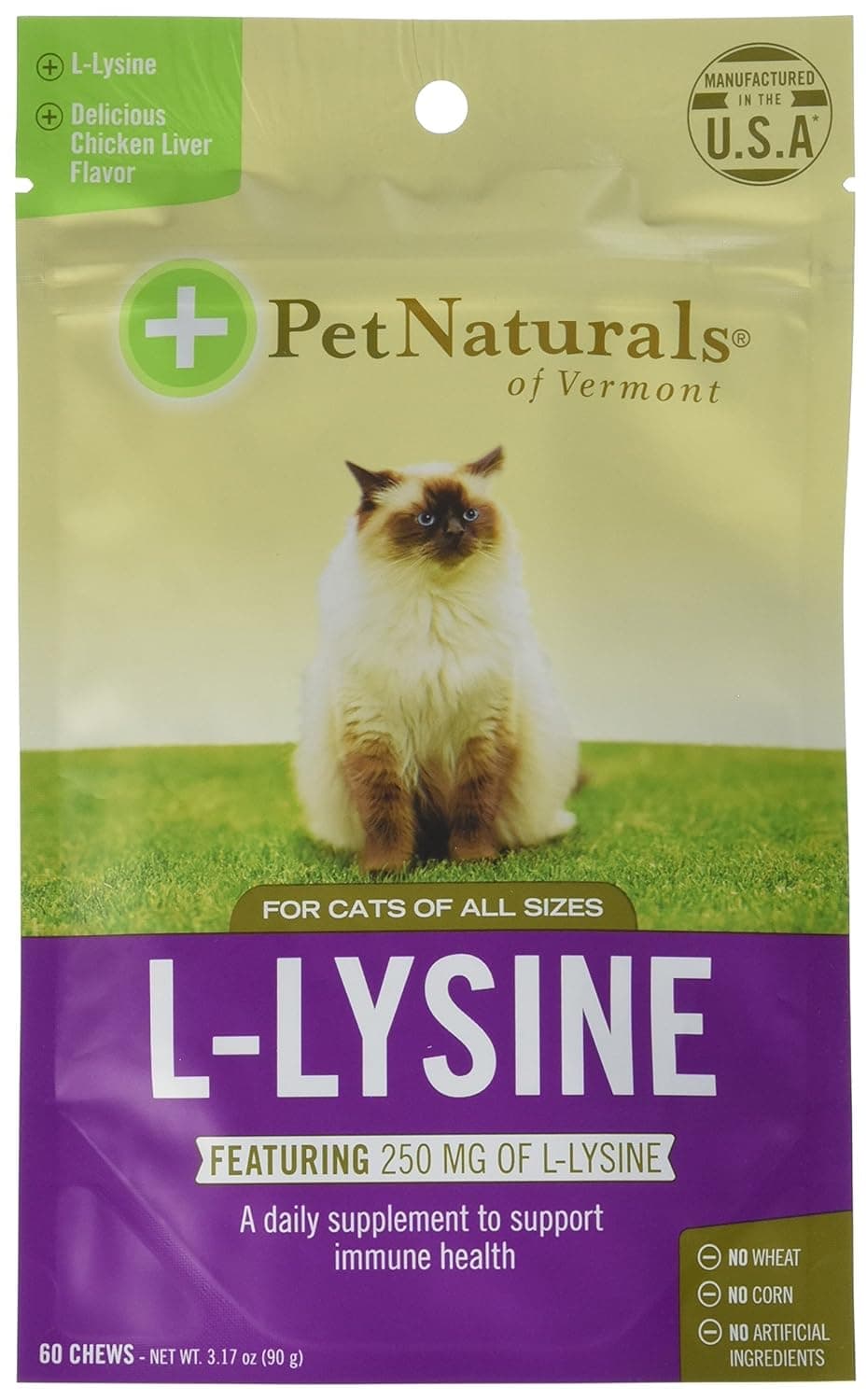 Pet Naturals LLysine For Cats Chicken Liver 250 mg 60 Chews 1 x 90g