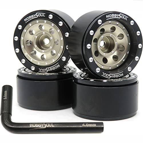 hobbysoul Adjustable Offset 10 Beadlock Wheels Heavy 10 RC Wheels Weight 21gRim for 118 Traxxas TRX4M 124 Axial SCX24 90081 Crawler 4Pack