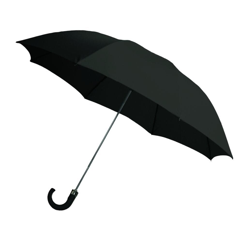 Rainbrella 2Fold Auto Open Umbrella with Storage Sleeve and Plastic Hook Handle Black 42