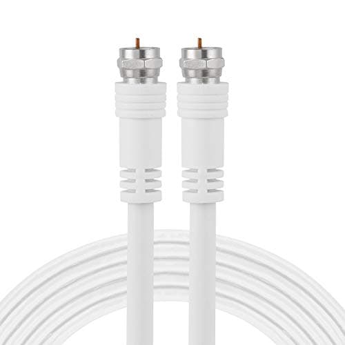 GE RG6 Coaxial Cable, 15 ft. F-Type Connectors, Double Shielded Coax, Input Output, Low Loss Coax, Ideal for TV Antenna, DVR, VCR, Satellite Receiver, Cable Box, Home Theater, White, 33603