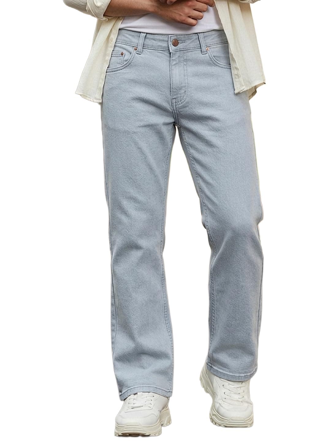Urbano Fashion Men's Light Grey Washed Bootcut Jeans Stretchable (bootepsjen-lgrey-32)