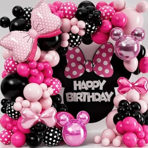 ALLIN1 Minnie Balloon Arch Kit with BONUS Bow Mouse Head Mini Mouse Balloons for Birthday Decorations Oh Twodles Party Supplies Girl Minnie Birthday Party Baby Shower